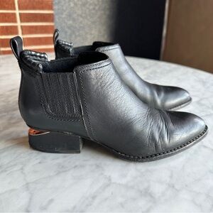 Alexander Wang Kori Booties Black Leather Rose Gold Low Heel 35 5